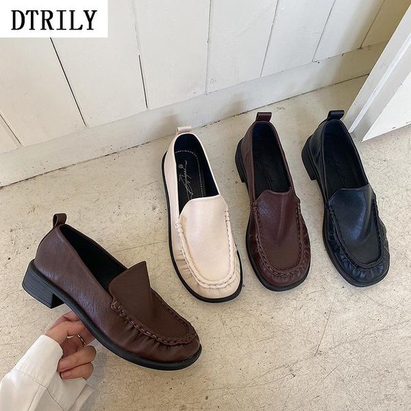 

chunky heels loafers women leather square toe oxford pleated slides casual square toe shoes zapatos de mujer black brown beige