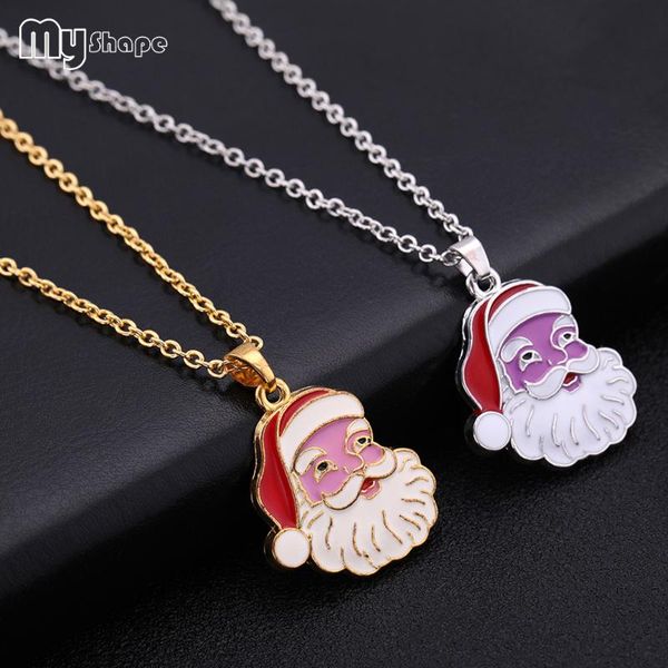 

моя форма эмаль эмаль санта-клаус кулон ожерелье романтический рождественский подарок подвески ожерелья ювелирные изделия для женщин мужчины, Silver