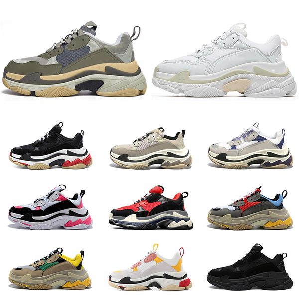 

new triple s men women running shoes vintage paris sneakers black white beige bred green pink mens fashion trainers size 3645