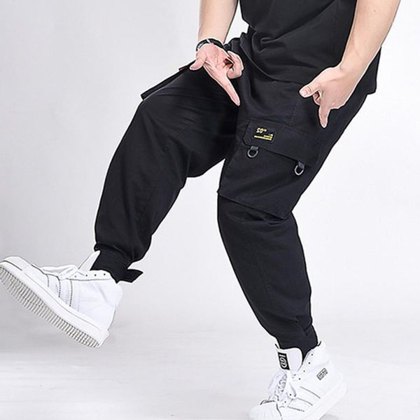 

black sweatpants men hiphop four season pocket trousers overalls oversized -7xl pants men streetwear joogers pants1