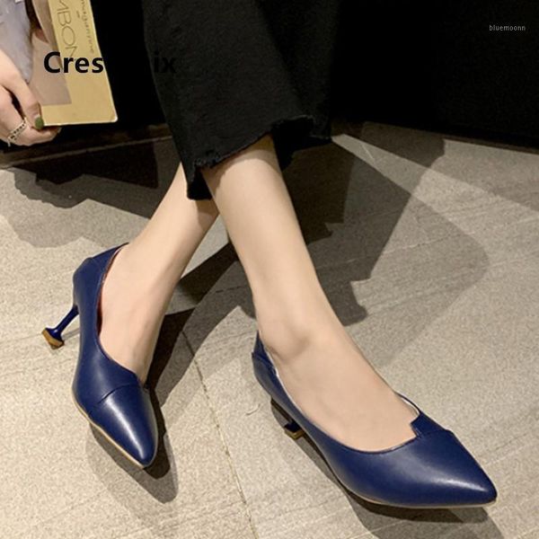 

cresfimix light weight soft pu leather comfortable high heels for women ladies black office high shoes zapato tacon alto a91041