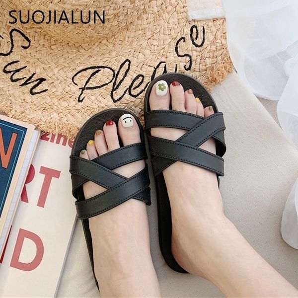 

suojialun women summer outdoor beach slippers slides slip casual non-slip on flip flop vacation sandals y200424, Black