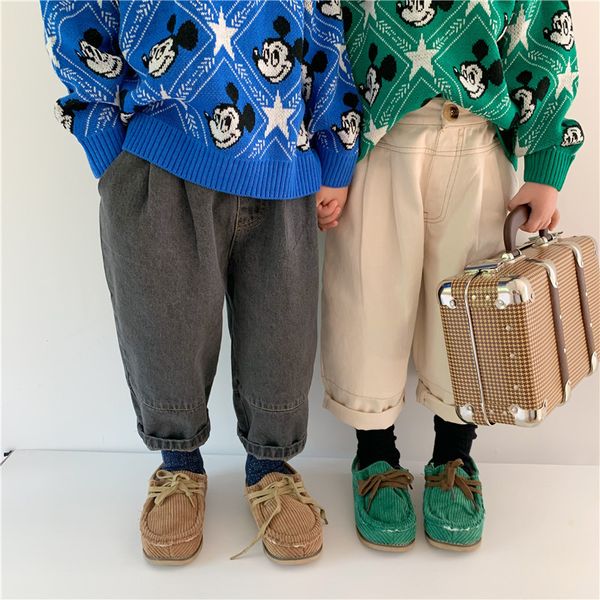 

autumn boys splicing 3 colors denim harem pants girls kids loose fashion jeans 1-7y 1006, Blue