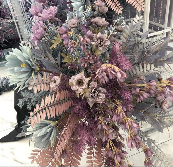 Фиолетовые декоративные цветы материал свадебный зал мягкий пион роза стадия украшения чистые красные венки