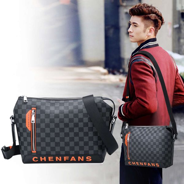 

luxurys designers 2021 new slant cross plaid leather leisure men's shoulder bag