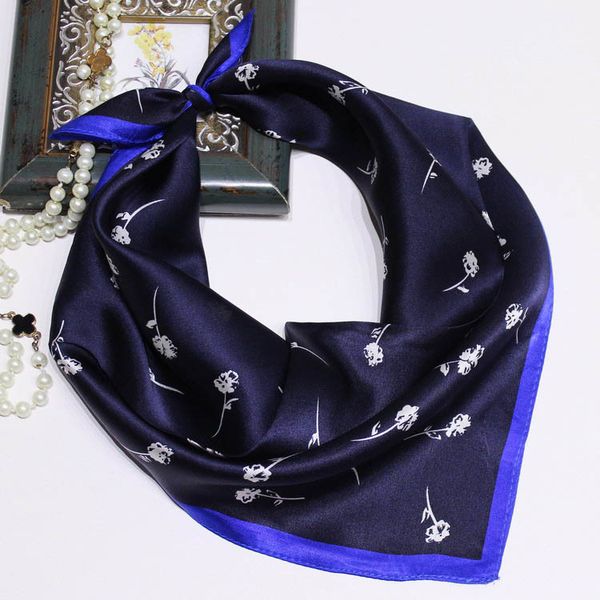

2019 luxury women silk scarf square lady wrap small office neck head scarf hair scarf foulard 55*55cm skinny scarfs headband hairband ho, Blue;gray