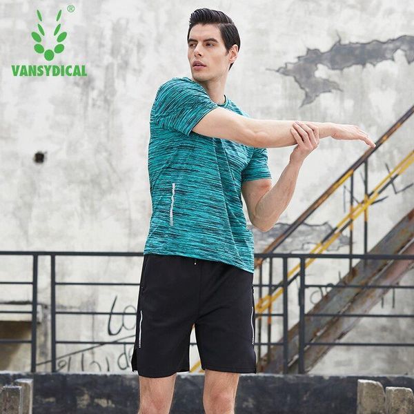 

running sets vansydical 2021 mens breathable suits tracksuits gym fitness shirts shorts sports set workout jogging sportswear1, Black;blue