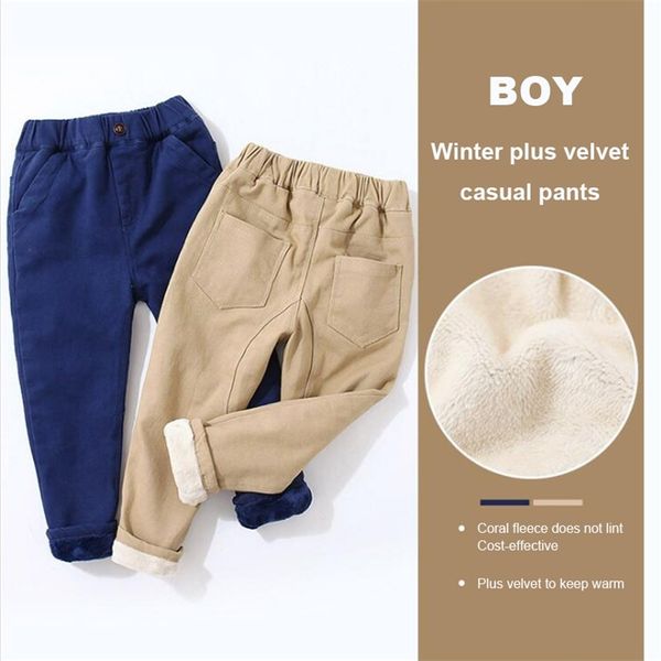 BINIDUCKLING pantalons d'hiver pour garçon filles pantalons de survêtement coton chaud polaire pantalons longs pour garçons pantalons vêtements enfants pantalons décontractés LJ201019