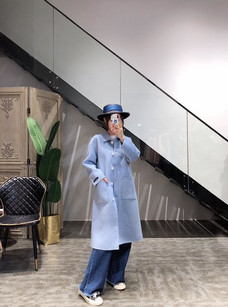 

high-definition women's fashion handmade double-faced cashmere coat with super soft feel and simple single-breasted design. code: xs-m, Black