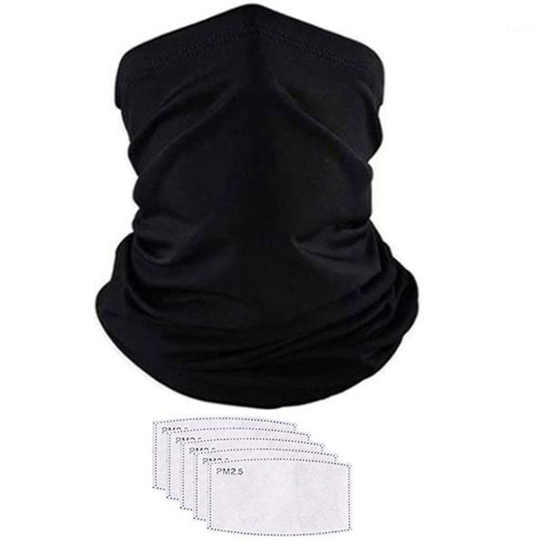 

multifunctional head scarf neck cover with safety filter washable mask bicycle riding headband neck tube warmer bandanas scarf1, Black