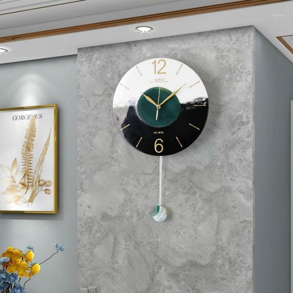 

nordic style wall clock pendulum large luxury simple metal mute creative wall clock living room modern design home decor da60wc1