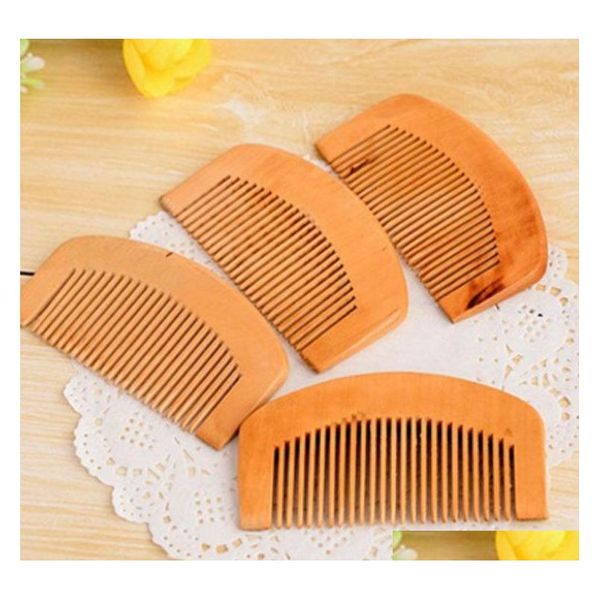 

wholesale natural peach wood comb close teeth anti-static head massage qylrlq bdehair, Silver