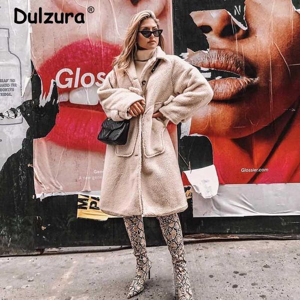 

street fashion long faux lamb wool fur jacket coat women winter shaggy thick warm jackets coats casual soft outerwear overcoat1, Black