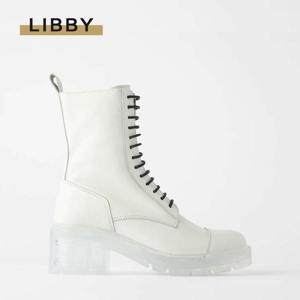 

2020 design motorcycle women boots winter ankle boots lace up zipper platform shoes woman white punk female botas mujer1, Black