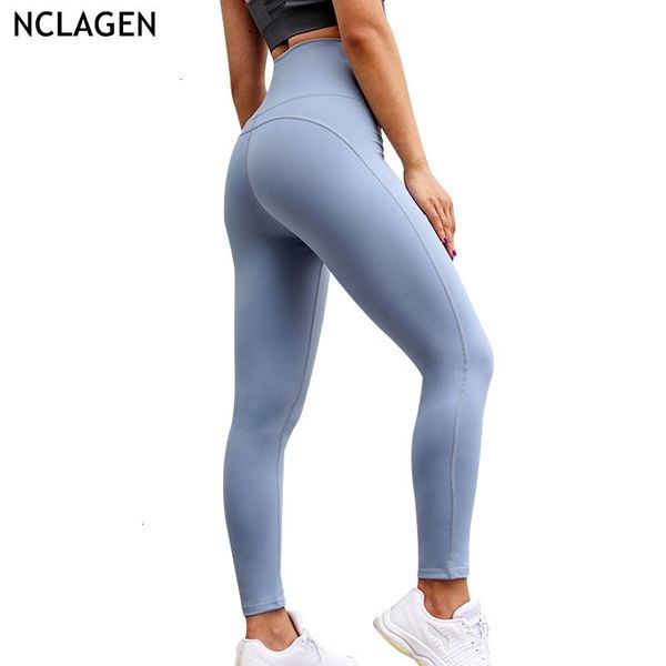 

sport yoga leggings fitness wear women high waist pants push up running tight gym elastic squat proof workout sportswear nclagen y200529, Black