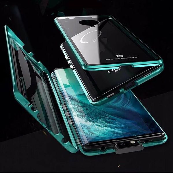 

двухсторонний стеклянный магнитный чехол для oppo a11x a7 a12 a9 a9 alumium metal 360 градусов для oneplus nord 5g h jllejr