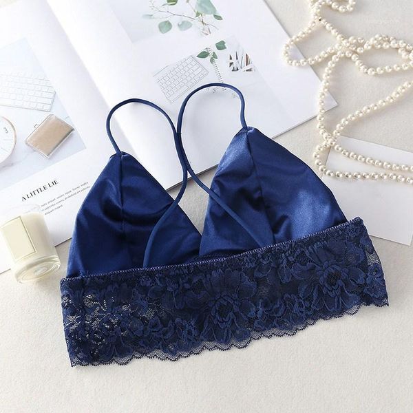 

camisoles & tanks lingerie women satin silk camis thin breathable wire seamless bra beauty back padded bra1, Black;white