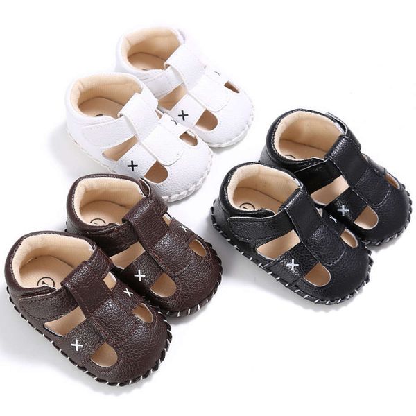

0-1 baby summer year old boys children's soft sandals anti sliding walking sho, Black;red