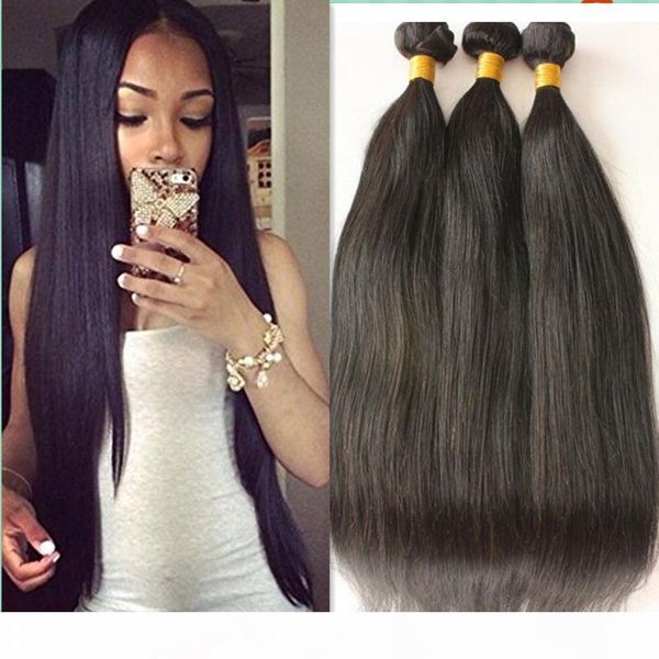 

8-30inch бразильский virgin человеческих волос пучки плетение прямые волосы 3 связки virgin необработанные человеческих волос deal с mixed д, Black