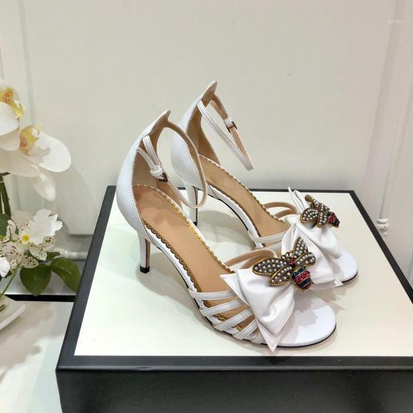 

butterfly-knot high heels women bling sandals ankle strap pumps shoes woman ladies open toe genuine leather crystals shoes1, Black