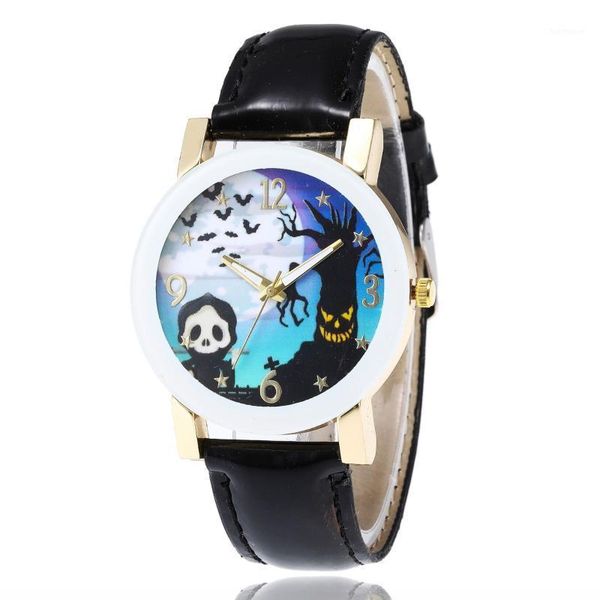 

leather sport quartz hour wrist analog watch children women dress halloween gift new 11221, Slivery;brown