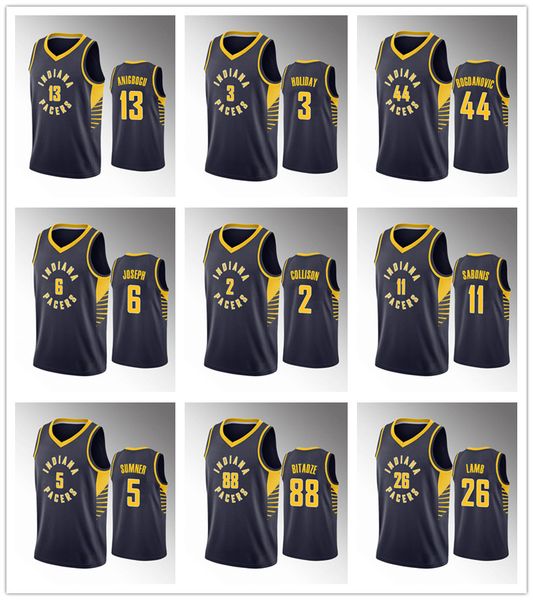 

2020 индиана печенье мужчины т.ю. warren hardwood domantas sabonis malcolm brogdon jermy labs navy basketball джерси, Black