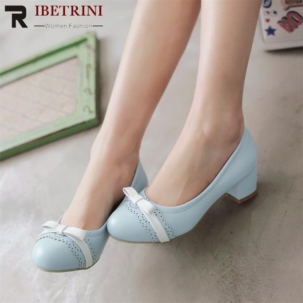 

ribetrini round toe fashion sweet female shoes woman butterfly knot slip on shalow high heels pumps women casual office pumps, Black