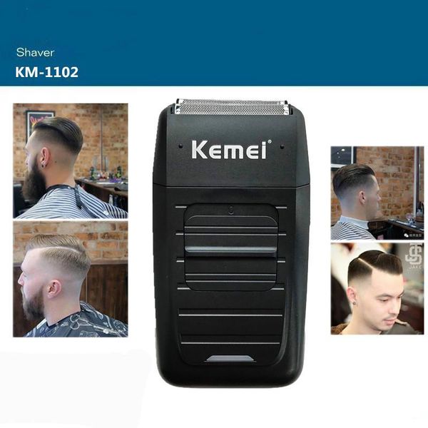 

kemei km-1102 rechargeable cordless shaver for men twin blade reciprocating beard razor face care multifunction strong trimmer