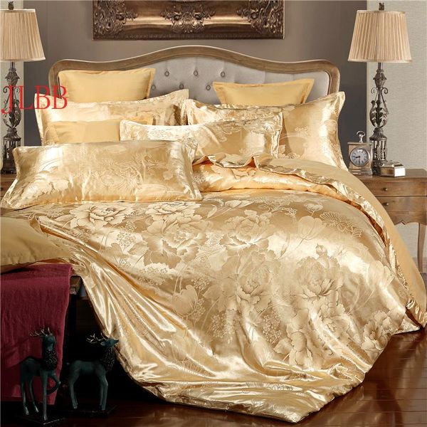 

bedding sets jacquard set 2021 flower bed linens camel golden duvet cover 4pcs/set  size bedclothes home textile