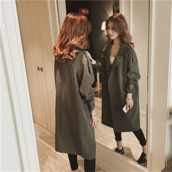 

2021 new autumn and winter classic female mid-length fashion chic design solid windbreak jacket color ctwt, Black;brown