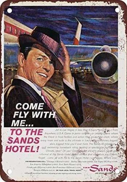 

1961 frank sinatra for the sands l las vegas vintage look metal sign wall decoration garage shop bar living room art tin