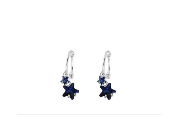 

2020 new sea blue cut star lovely starfish fresh art s925 sterling silver earrings, 201, Golden;silver