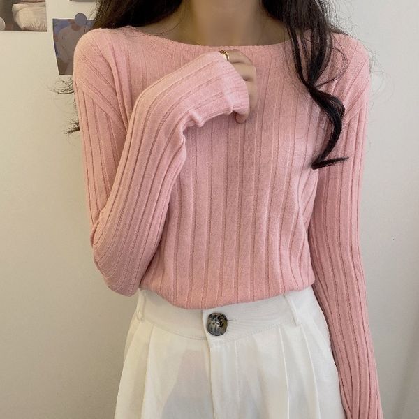 

2021 new style autumn around the neck long underlay mesh loose and versatile solid woman's sweater 1 ebx7, White;black