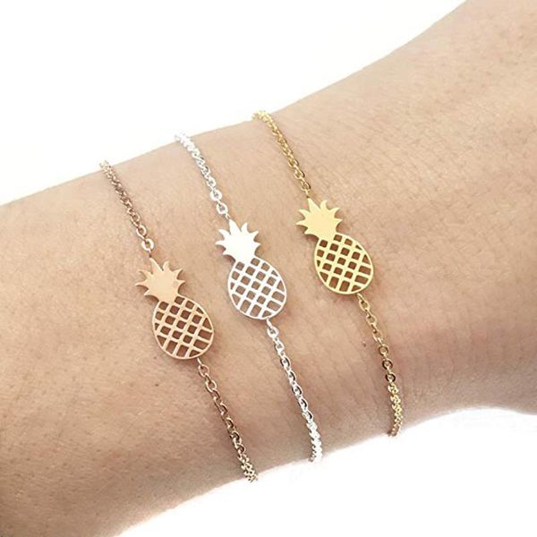 

minimalism pineapple bracelet dainty gifts charmingful tropical fruit theme wrist decoration for women, Black