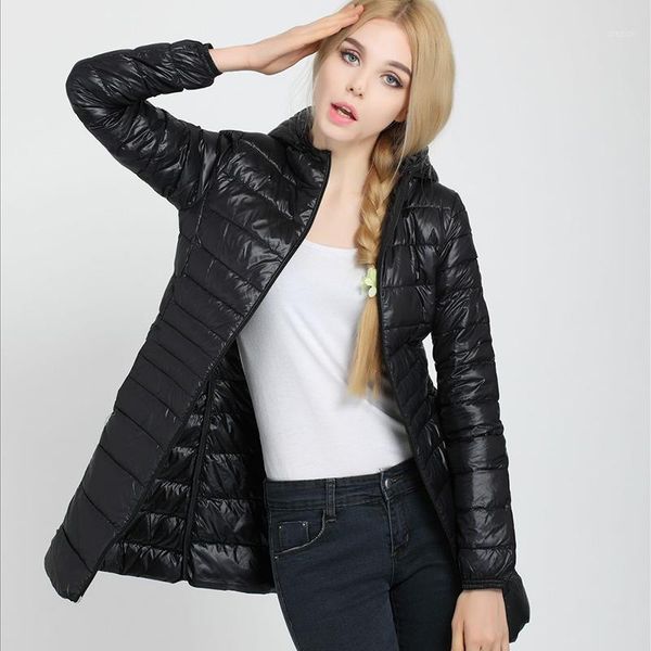 

weweya big size 7xl hoodie long down coat women winter 2020 casual duck down champagne zip winter jacket women duck coat1, Black