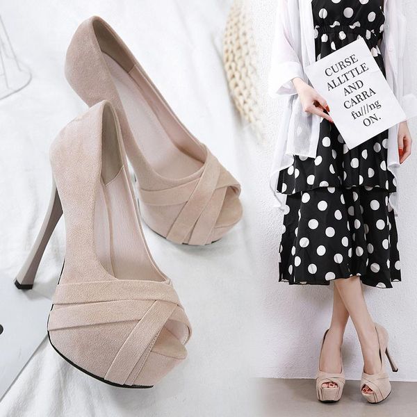 

2020 spring fashion women extreme luxury 13cm high heels apricot 5cm platform striptease fetish peep toe pump prom party shoes, Black
