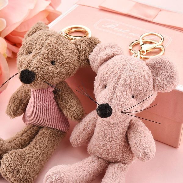 

keychains plush mouse toy little doll keychain student bag pendant couple factory direct creative, Silver