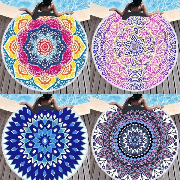 

новые 150 см чакра beach towel tastry toalla mandala гобелен солнцезащитный круглый закрыть баня полотенце лотос богемский коврик yoga mat j