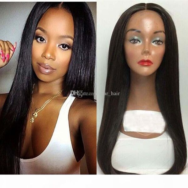 

silky straight full lace human hair wigs for black women brazilian with baby hair natural hairline, Black;brown