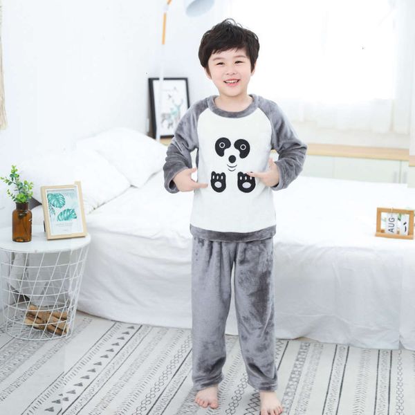 

flannel new children's cute pajamas cartoon for boys and girlsqtkv, Blue;red