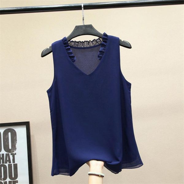 

women's chiffon v-neck shirt new fashion female solid loose tank plus size casual summer shirt blouse s-7xl 8xl, White