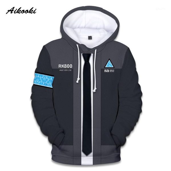 

aikooki game : become human 3d hoodies men/women harajuku spring winter boys/girls 3d print rk800 funny 1, Black