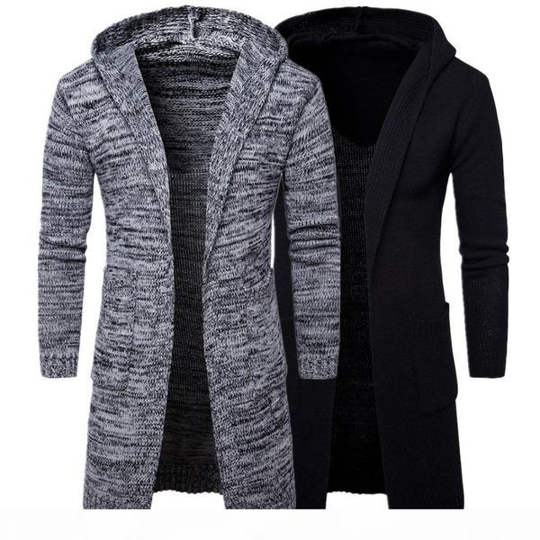 

2018 autumn winter men's long sleeve slim jacket trench stylish cardigan knit warm knit sweaters jackets for male overcoat y913, Tan;black