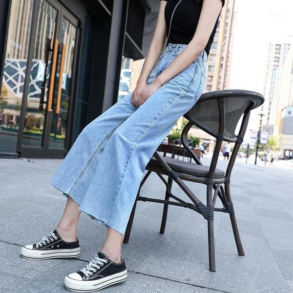 

baggy pants women summer pantalon femme thin wide jeans woman high waist straight streetwear pants loose cropped wide leg jeans1, Blue
