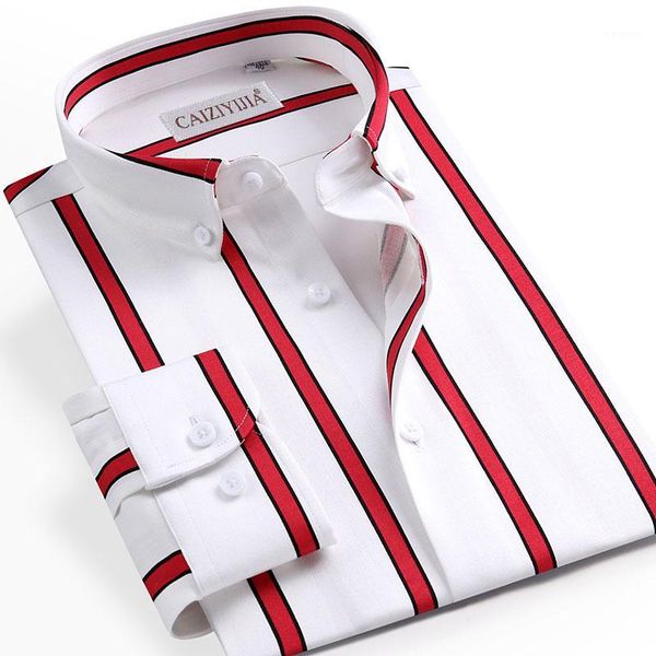 

luxury men's striped dress shirt long sleeve 97% cotton regular fit fashion business button-down smart casual shirt1, White;black