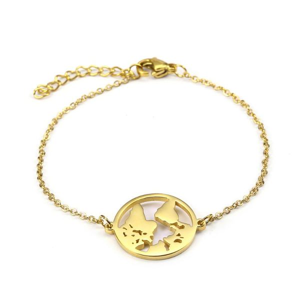 

link, chain bracelets for women titanium steel gold simple round hollow charm bangles friendship travel jewelry, Black