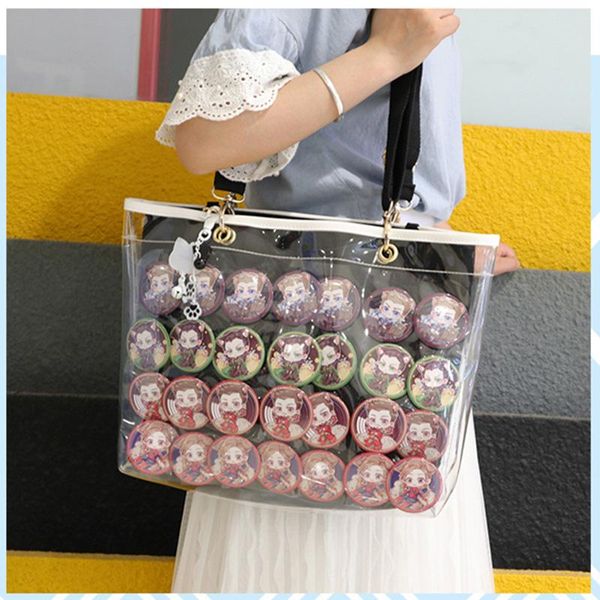 

new double sided itabag transparent jelly bags for women girls clear pvc ita bag shoulder itabag handbag large capacity