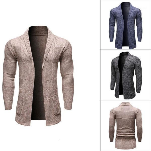 

solid cardigan sweater mid-length knitted classic slim sweaters jacquard men jacket smart casual wild male clothes autumn winter1, White;black
