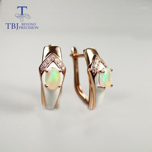 

dangle & chandelier tbj enamal design opal earring natural colorful ethiopia gemstone oval cut 5*7mm fine jewelry 925 sterling silver for wo