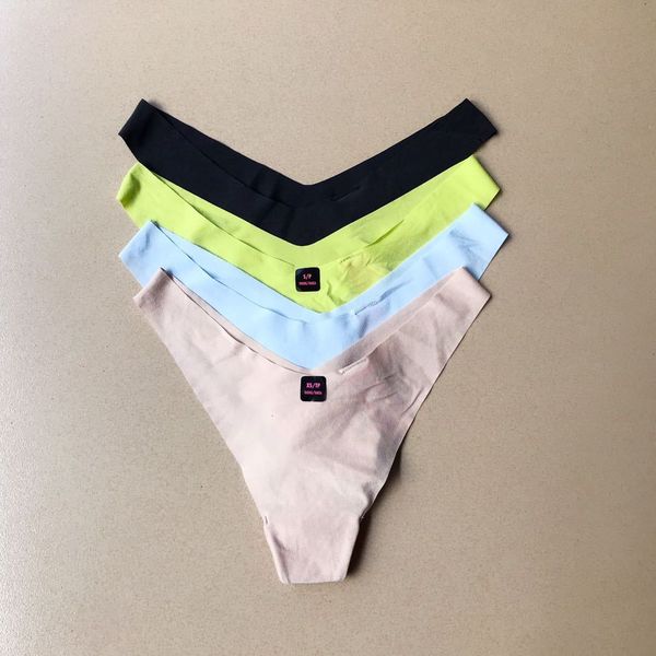 

la underwear ice comfortable deep v-show long leg women's thong, Black;pink